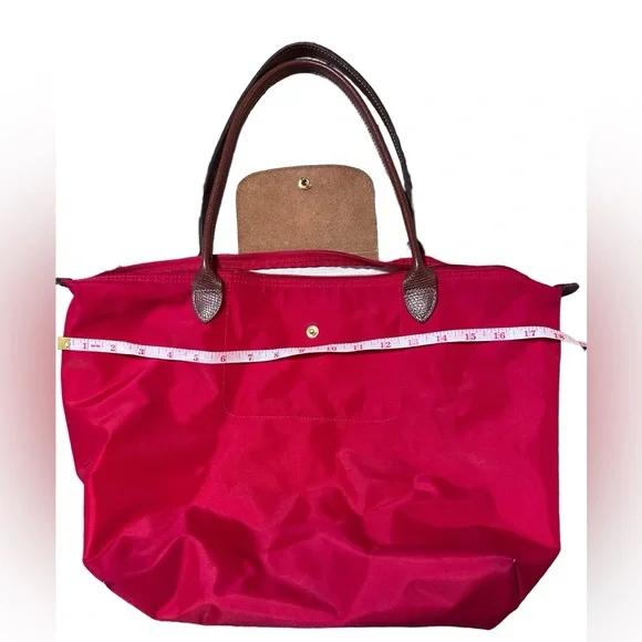 EUC Longchamp Le Pliage Long Handle Large Tote RED - Picture 7 of 13